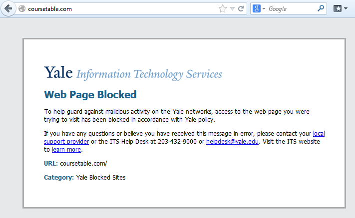 Blocked by Yale